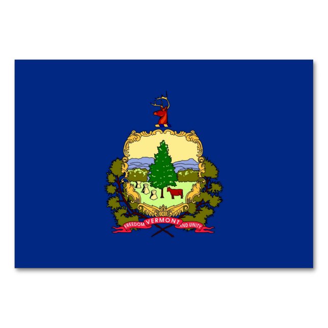 Patriotic bord-kort med Vermont-Flagga Bordsnummer (Baksidan)