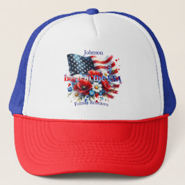 Patriotic Born in the USA Personalizable Family Keps