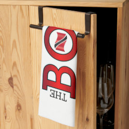 Patriotic BOSS Trinidad Flag and NAME on WHITE Kökshandduk