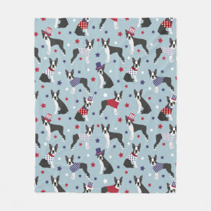 Patriotic Boston Terrier Hund Fleecefilt