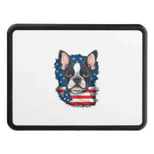 Patriotic Boston Terrier Hund Puppy American Flagg Dragkroksskydd