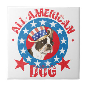 Patriotic Boston Terrier Kakelplatta