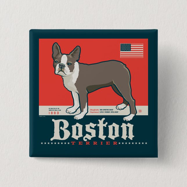 Patriotic | Boston Terrier Knapp (Framsida)