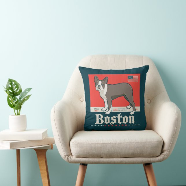 Patriotic | Boston Terrier Kudde (Stol)