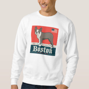 Patriotic Boston Terrier Lång Ärmad Tröja