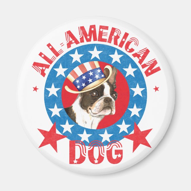 Patriotic Boston Terrier Magnet (Framsidan)