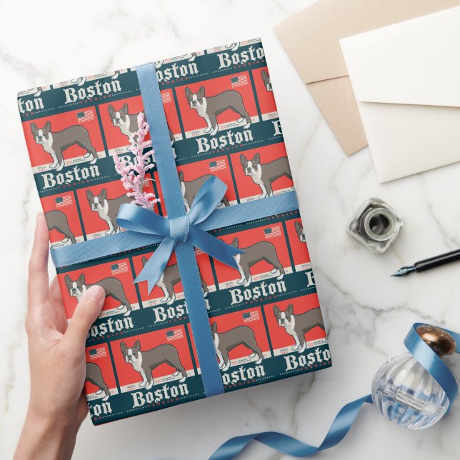 Patriotic | Boston Terrier Presentpapper (Gifting)