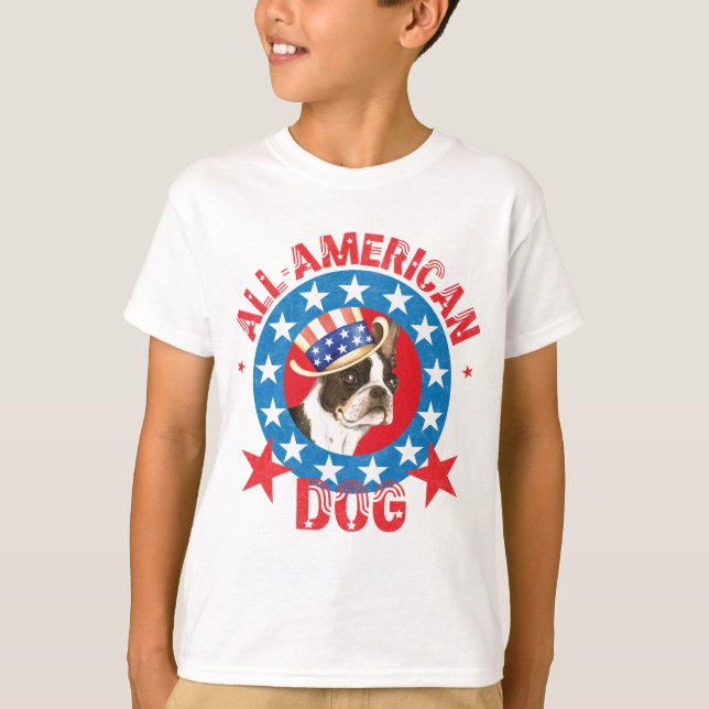 Patriotic Boston Terrier T-shirt (Framsida)