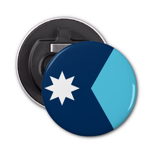 Patriotic bottle opener with Flag of Minnesota, US Flasköppnare (Framsidan)