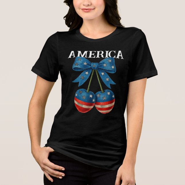 Patriotic Bow of American Spirit T Shirt (Framsida)
