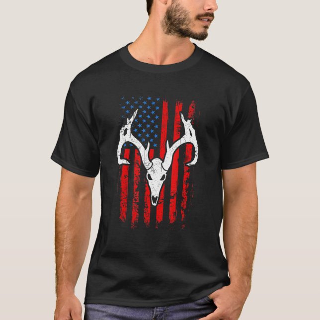 Patriotic Bowhunting Bow Hunter Hjort Hunting Amer T Shirt (Framsida)