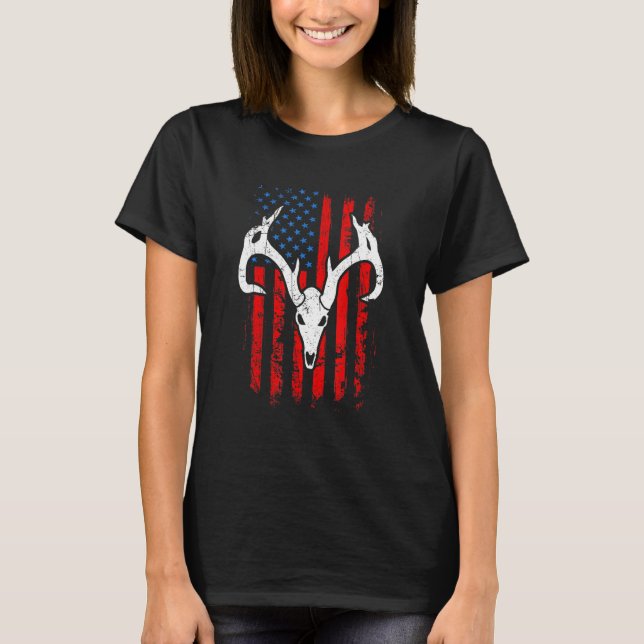 Patriotic Bowhunting Bow Hunter Hjort Hunting Amer T Shirt (Framsida)