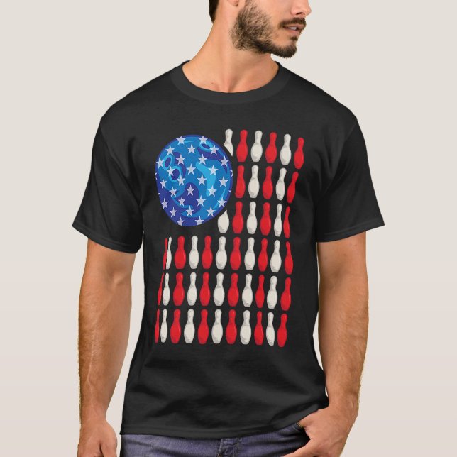 Patriotic Bowling Bowlers Players  Enthusiast Fan  T Shirt (Framsida)