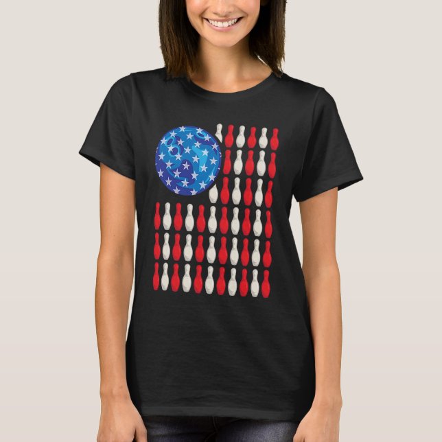 Patriotic Bowling Bowlers Players  Enthusiast Fan  T Shirt (Framsida)