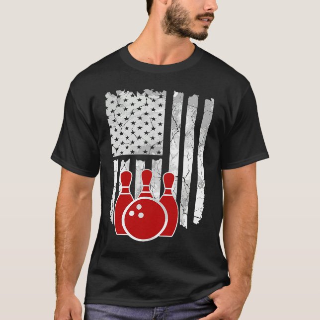 Patriotic Bowling Player Bowler T Shirt (Framsida)