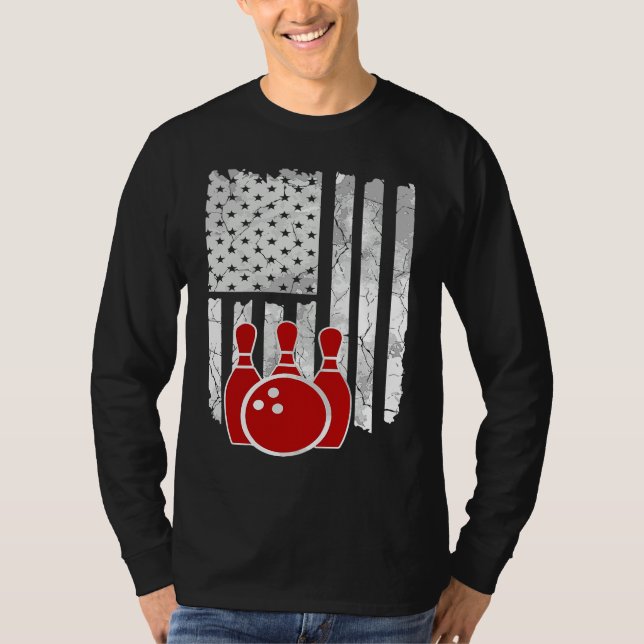 Patriotic Bowling Player Bowler T Shirt (Framsida)