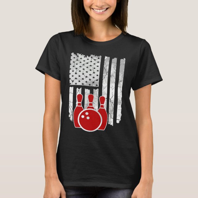 Patriotic Bowling Player Bowler T Shirt (Framsida)