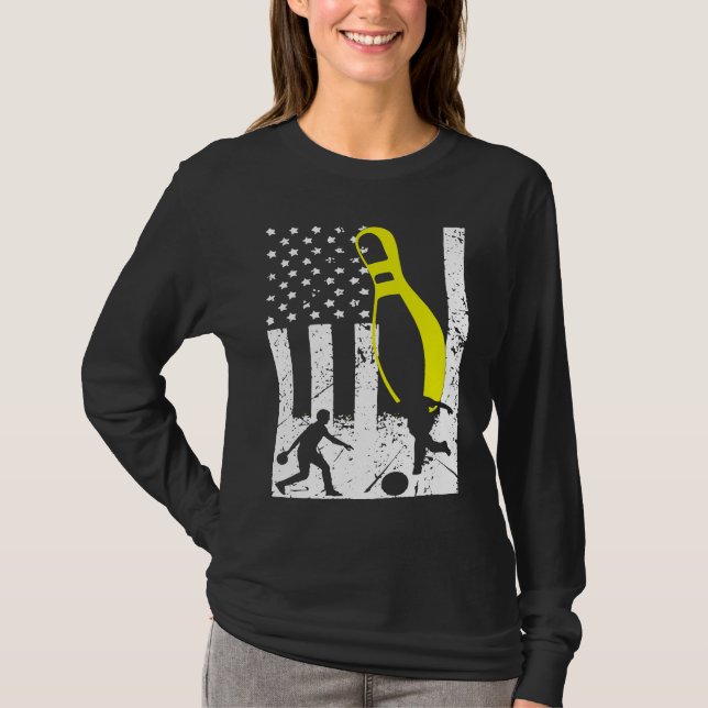 Patriotic Bowling Team Trophy T Shirt (Framsida)