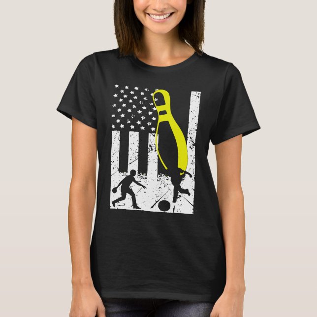 Patriotic Bowling Team Trophy T Shirt (Framsida)