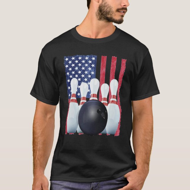 Patriotic Bowling Uniform Bowling Coach T Shirt (Framsida)