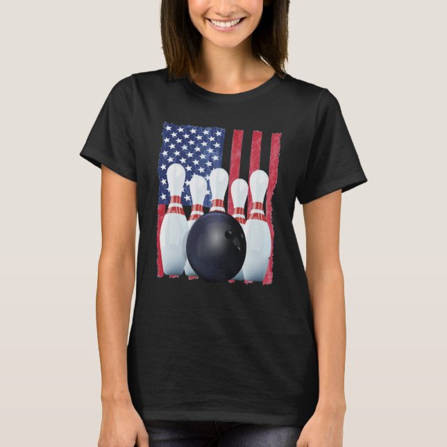 Patriotic Bowling Uniform Bowling Coach T Shirt (Framsida)