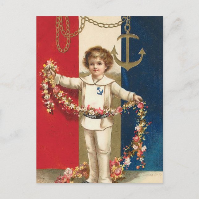 Patriotic Boy Postcard Vykort (Framsida)