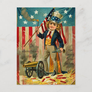 Patriotic Boy Postcard Vykort