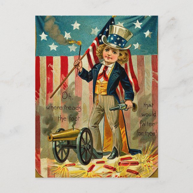 Patriotic Boy Postcard Vykort (Framsida)