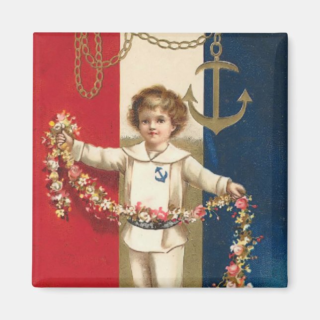 Patriotic Boy Square Magnet (Framsidan)