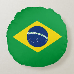 Patriotic Brasilien Flagga Rund Kudde