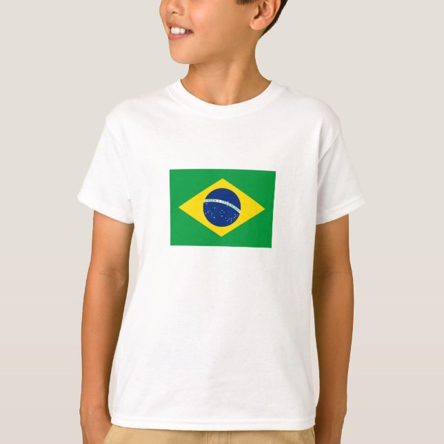 Patriotic Brasilien Flagga T Shirt (Framsida)