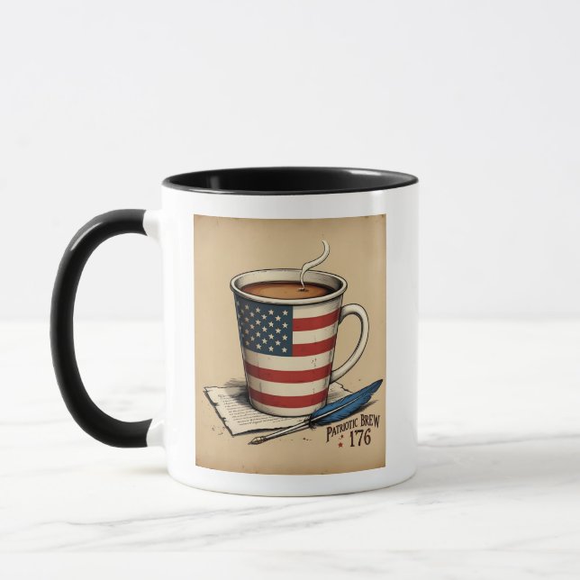 "Patriotic Brew 1776" American Flagga Coffee Mugg (Vänster)