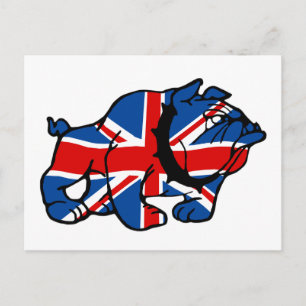 Patriotic British Bulldog Britsh flagga Vykort