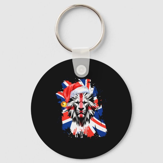 Patriotic British Christmas Uk English Flag Premiu Nyckelring (Framsida)