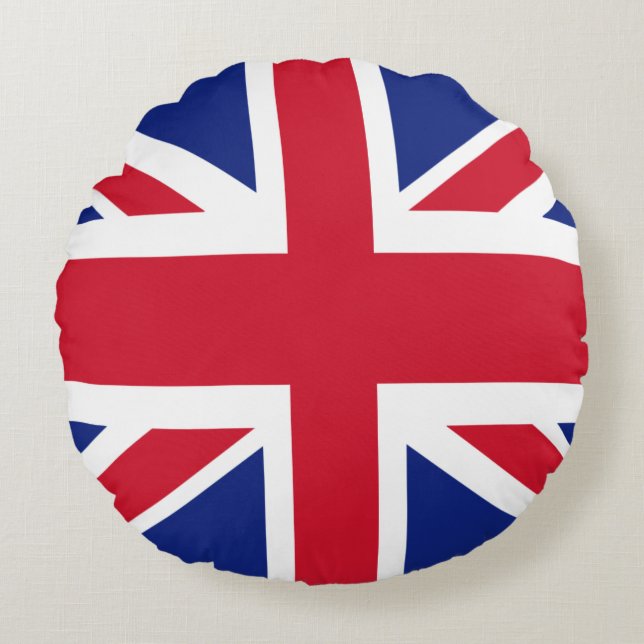 Patriotic British Union Jack Flagga Round Cushion Rund Kudde (Framsidan)