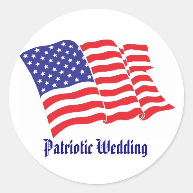 Patriotic Bröllop Runt Klistermärke (Framsida)