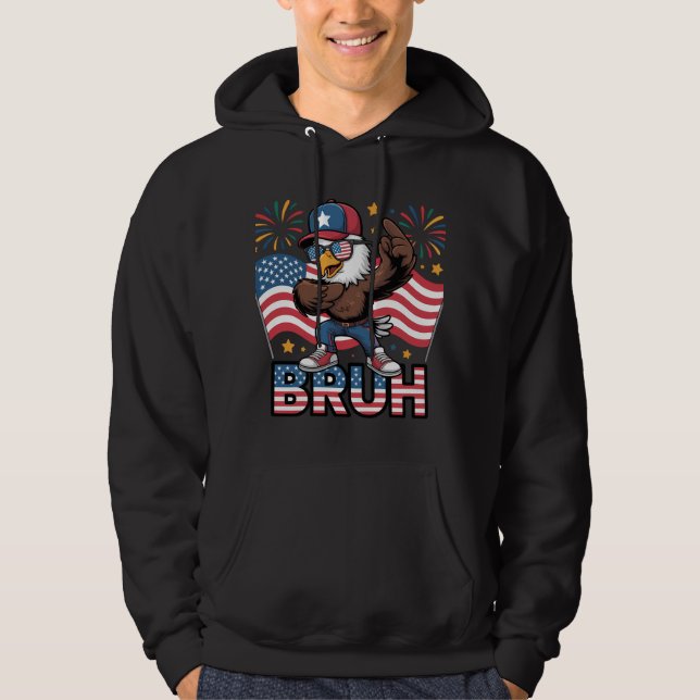 Patriotic Bruh Eagle Dance Design Hoodie (Framsida)