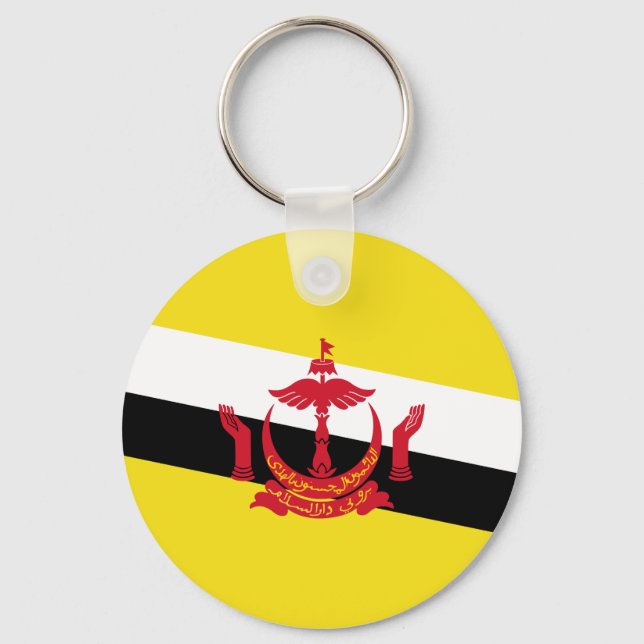 Patriotic Brunei Flagga Keychain Nyckelring (Framsida)