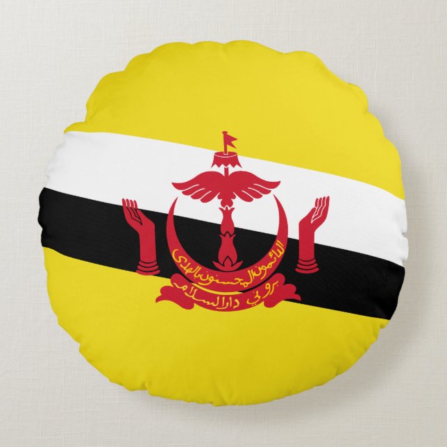 Patriotic Brunei Flagga Round Pillow Rund Kudde (Framsidan)