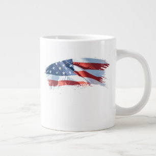 Patriotic Brush Stroke American Flagga Jumbo Mugg