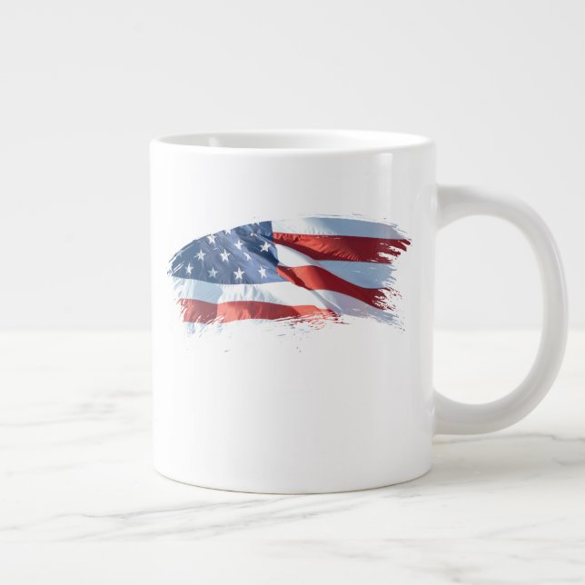 Patriotic Brush Stroke American Flagga Jumbo Mugg (Höger)