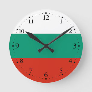 Patriotic Bulgariska Flagga Rund Klocka