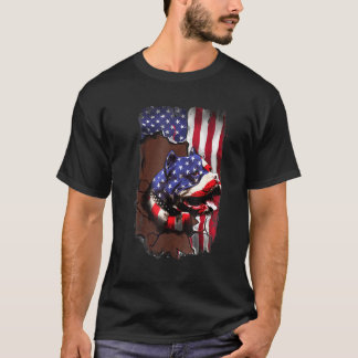 Patriotic Bulldog American Flagga Usa Hund T Shirt