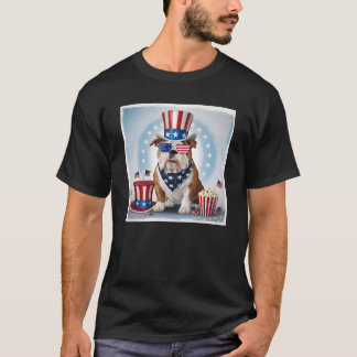 Patriotic Bulldog Design - Firande America Day T Shirt