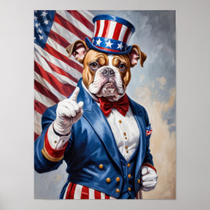 Patriotic Bulldog i farbror Sam pose Poster