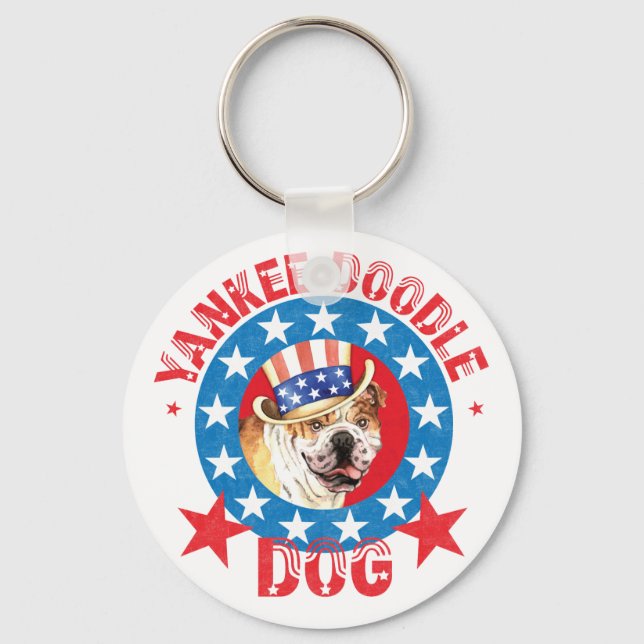 Patriotic Bulldog Nyckelring (Framsida)