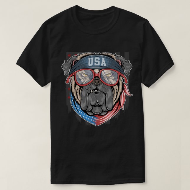 Patriotic Bulldog T Shirt (Design framsida)