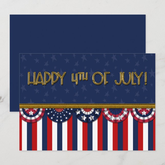 Patriotic Bunting Flaggor Lycklig 4 juli (Fram/baksida)