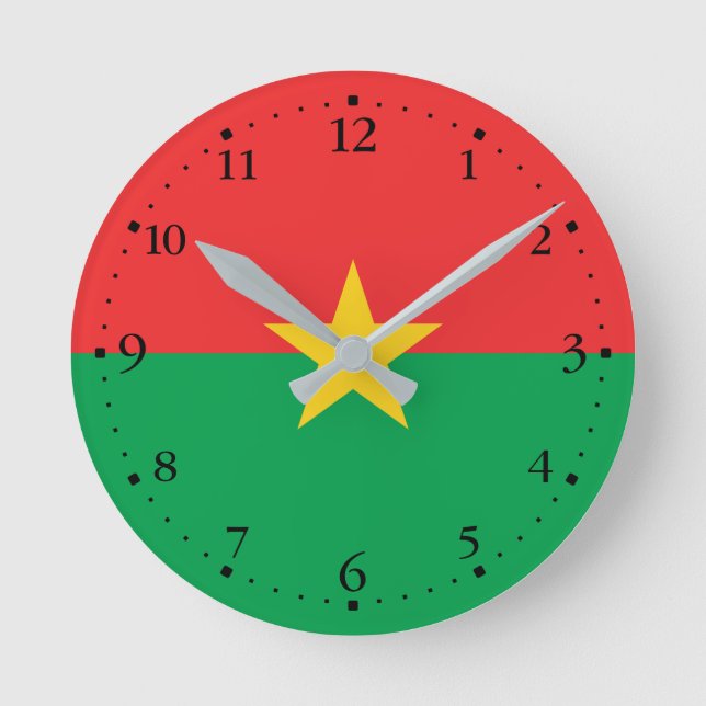 Patriotic Burkina Faso Flagga Rund Klocka (Framsida)