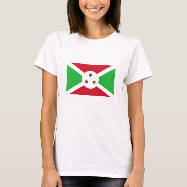 Patriotic Burundi Flagga T Shirt (Framsida)